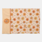 サン顔オレンジウォーターカラーイラストレーション キッチンタオル (横)