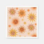 サン顔オレンジウォーターカラーイラストレーション スタンダードカクテルナプキン (正面)