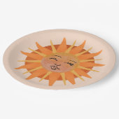 サン顔オレンジウォーターカラーイラストレーション ペーパープレート (アングル)