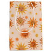 サン顔オレンジウォーターカラーイラストレーション ミディアムペーパーバッグ (正面)