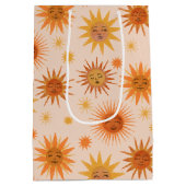 サン顔オレンジウォーターカラーイラストレーション ミディアムペーパーバッグ (裏面)