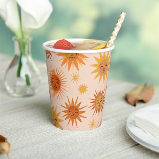 サン顔オレンジウォーターカラーイラストレーション 紙コップ (インサイチュ)
