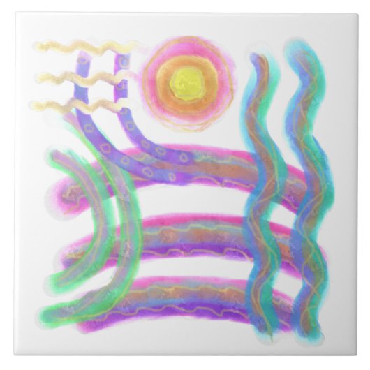 サン飛んでいる抽象芸術アート タイル (正面)