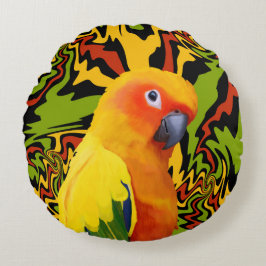 サン鮮やかカラフルチュアオウム ラウンドクッション