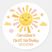 サン1th誕生日パーティーガール ラウンドシール (正面)