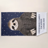 サン&おもしろいファミリーバケーションスロッスパターン ビーチタオル (正面)