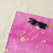 サン&おもしろいファミリーバケーションパームツリーピンク金ゴールド ビーチタオル (インサイチュ)