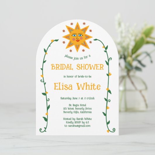 サン&つる植物ボホアーチお洒落カスタムブライダル 招待状 (スタンド正面)