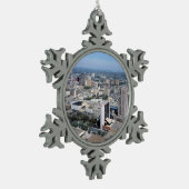 サン・アントニオテキサス州のスカイライン スノーフレークピューターオーナメント (左)