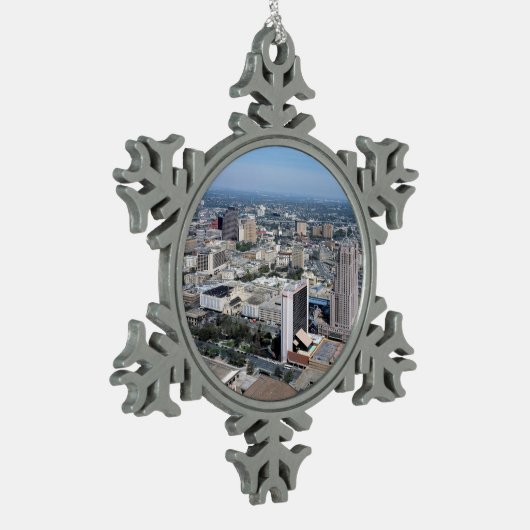 サン・アントニオテキサス州のスカイライン スノーフレークピューターオーナメント (左)