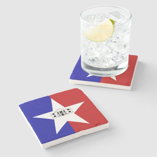 サン・アントニオ州旗を持つ石コースター ストーンコースター (横)