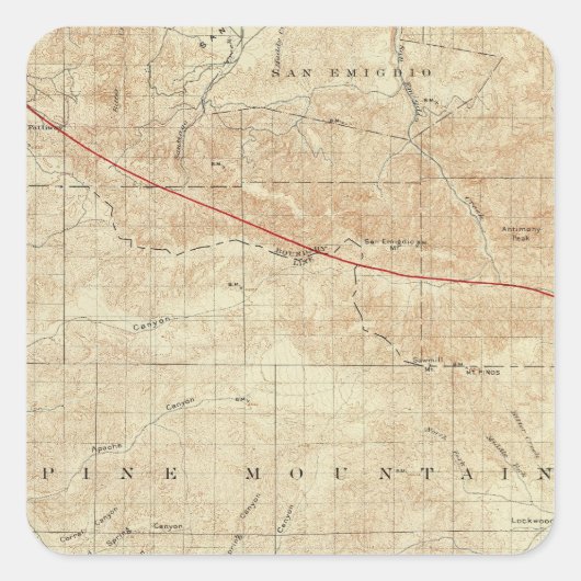 サン・アンドレアスの裂け目を示すピノス山の四角形 スクエアシール (正面)