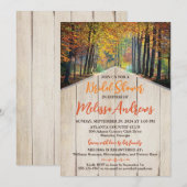 サン・オータム・フォレスト、ウッドグレイン・ブライダルシャワー 招待状 (正面/裏面)