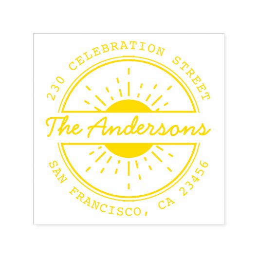 サン&カスタムファミリーネームラウンド差出人住所 セルフインキングスタンプ (デザイン)