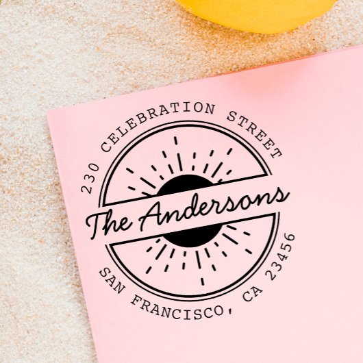 サン&カスタムファミリーネームラウンド差出人住所 ラバースタンプ