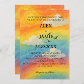 サン＆クラウズ 水彩 レインボー ウェディング インビテーション (正面/裏面)