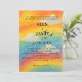 サン&クラウドウォーターカラーレインボー結婚式招待状 招待状 (スタンド正面)