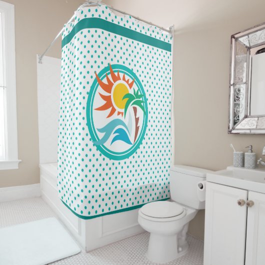 サン&サーフストライプの縁ど, シャワーカーテン (インサイチュ)