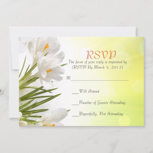 サン・スプリング・ホワイト・アイリス RSVP カード (正面)