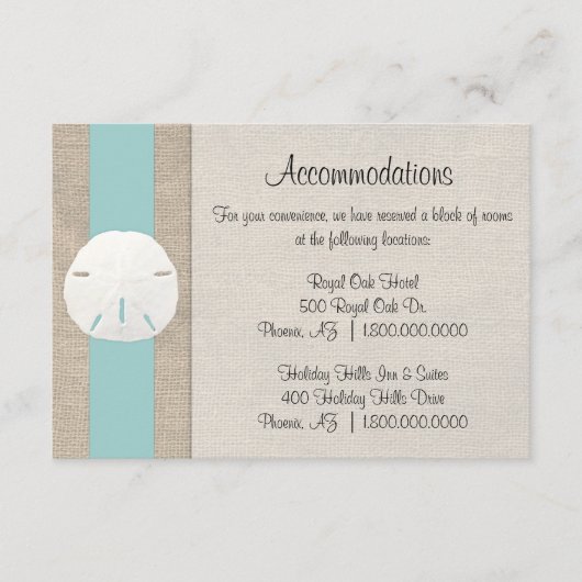 サン・ダラー・ビーチ・ウェディング宿泊案内カード エンクロージャーカード (正面)