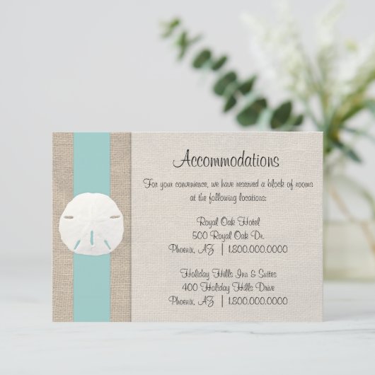 サン・ダラー・ビーチ・ウェディング宿泊案内カード エンクロージャーカード (スタンド正面)