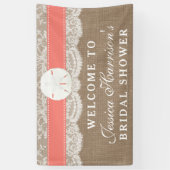 サン・ダラー・ビーチ ブライダルシャワー - コーラル 横断幕 (縦)