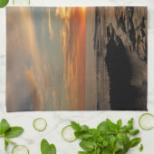 サン・ディエゴの夕陽Ⅱ カリフォルニアの海景 キッチンタオル (折り畳み)