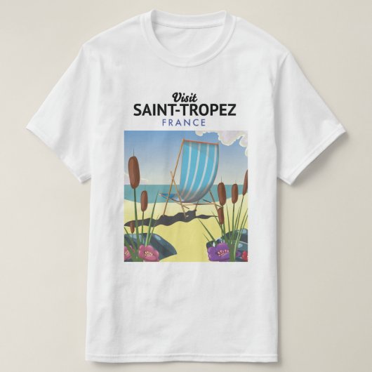 サン・トロペス・フランス旅行ポスター Tシャツ (デザイン正面)