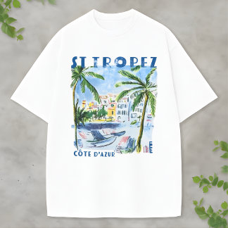サン・トロペ ヴィンテージ トラベル フレンチリヴィエラ アート デザイン Tシャツ