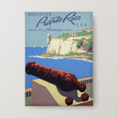 サン・フアン旧市街、プエルトリコのエル・モロ要塞を訪問する 缶バッジ (正面)