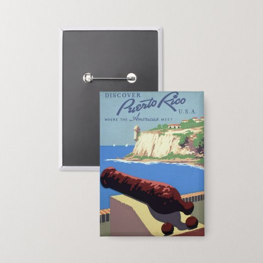 サン・フアン旧市街、プエルトリコのエル・モロ要塞を訪問する 缶バッジ (正面/裏面)