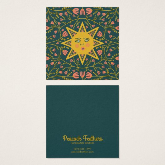 サン&フラワーイヤリングネックレスジュエリーディスプレイカード (正面&裏面)