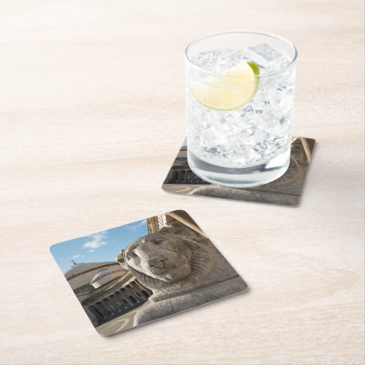 サン·フランチェスコ·ディ·パオラの前のライオン像 スクエアペーパーコースター (インサイチュ)