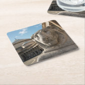 サン·フランチェスコ·ディ·パオラの前のライオン像 スクエアペーパーコースター (アングル)