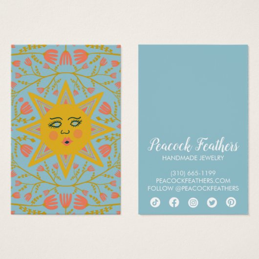 サン&フローライヤリングネックレスジュエリーディスプレイカード (正面&裏面)