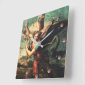 サン・マイケル・ヴァンギング・サタン スクエア壁時計 (傾斜)