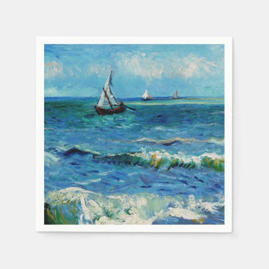 サン=マリーの海の風景 ファインアート スタンダードカクテルナプキン (正面)