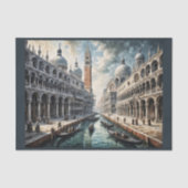 サン・マルコとのヴェネツィアグランド運河の油絵 薄葉紙 (正面)