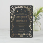 サン&ムーンゴールデンアイビーオーナメント結婚式招待状 招待状 (スタンド正面)