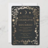 サン&ムーンゴールデンアイビーオーナメント結婚式招待状 招待状 (正面)