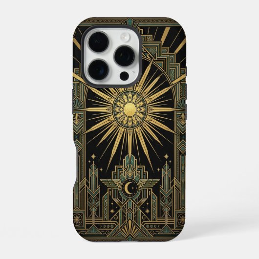 サン&ムーン デコ ウィングス | ゴールド iPhone 16 Pro ケース (裏面)