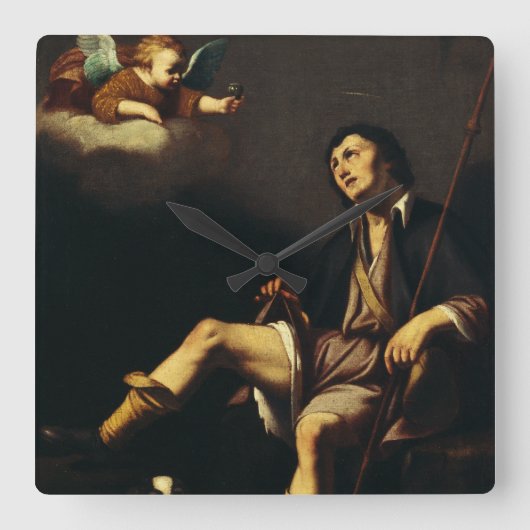 サン・ローチと天使ガイ・フランソワ スクエア壁時計 (正面)