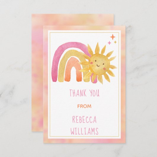 サン | Sunshine and Rainbow Baby Shower サンキューカード (正面/裏面)