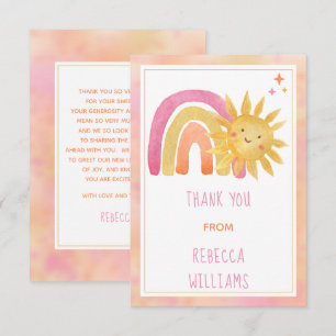 サン Sunshine and Rainbow Baby Shower サンキューカード
