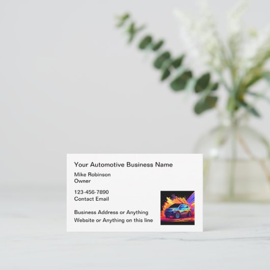 サーはっきりした車のビスの名刺デザイン 名刺 (スタンド正面)