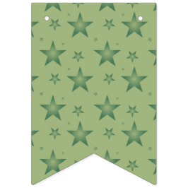 サーエレガントジスタイリッシュ・グリーンのオリーブ・スターズ バンティングフラッグ