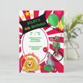 サーカスおもしろいお洒落動物の原色 招待状 (スタンド正面)