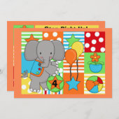 サーカスおもしろいカスタマイズ誕生日招待状 招待状 (正面/裏面)