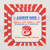 サーカスおもしろいフェア第8子供の誕生日パーティの招待状 招待状 (正面/裏面)