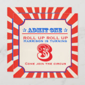 サーカスおもしろいフェア3回目の誕生日の招待状 招待状 (正面/裏面)